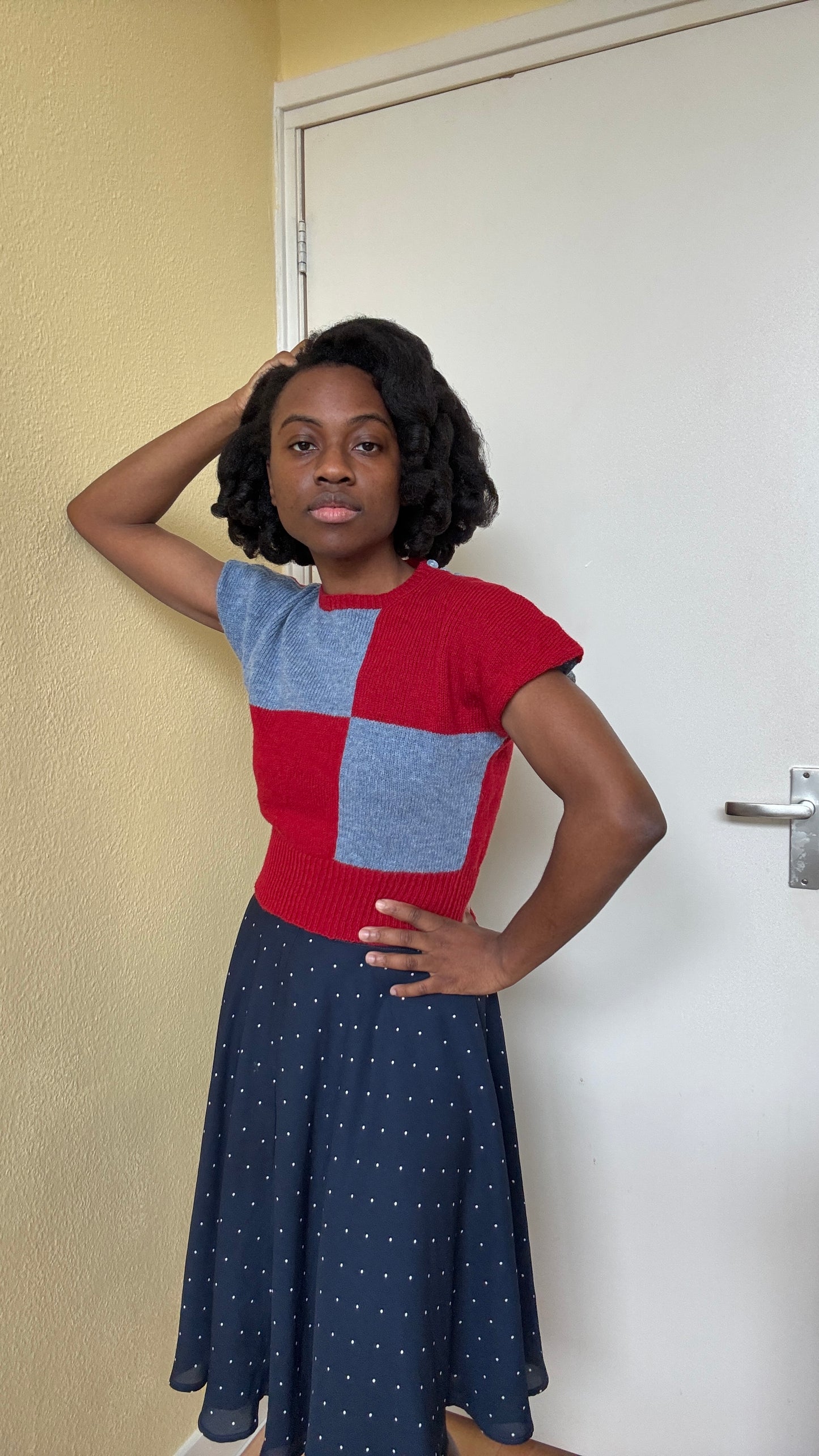 50s Dolman Sleeve Colour Block Blouse (bespoke)